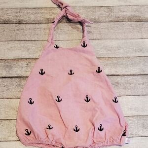 Lolly Wolly Doodle Bubble Red w/ Embroidered Blue Anchors Girls Size 6/9 Months